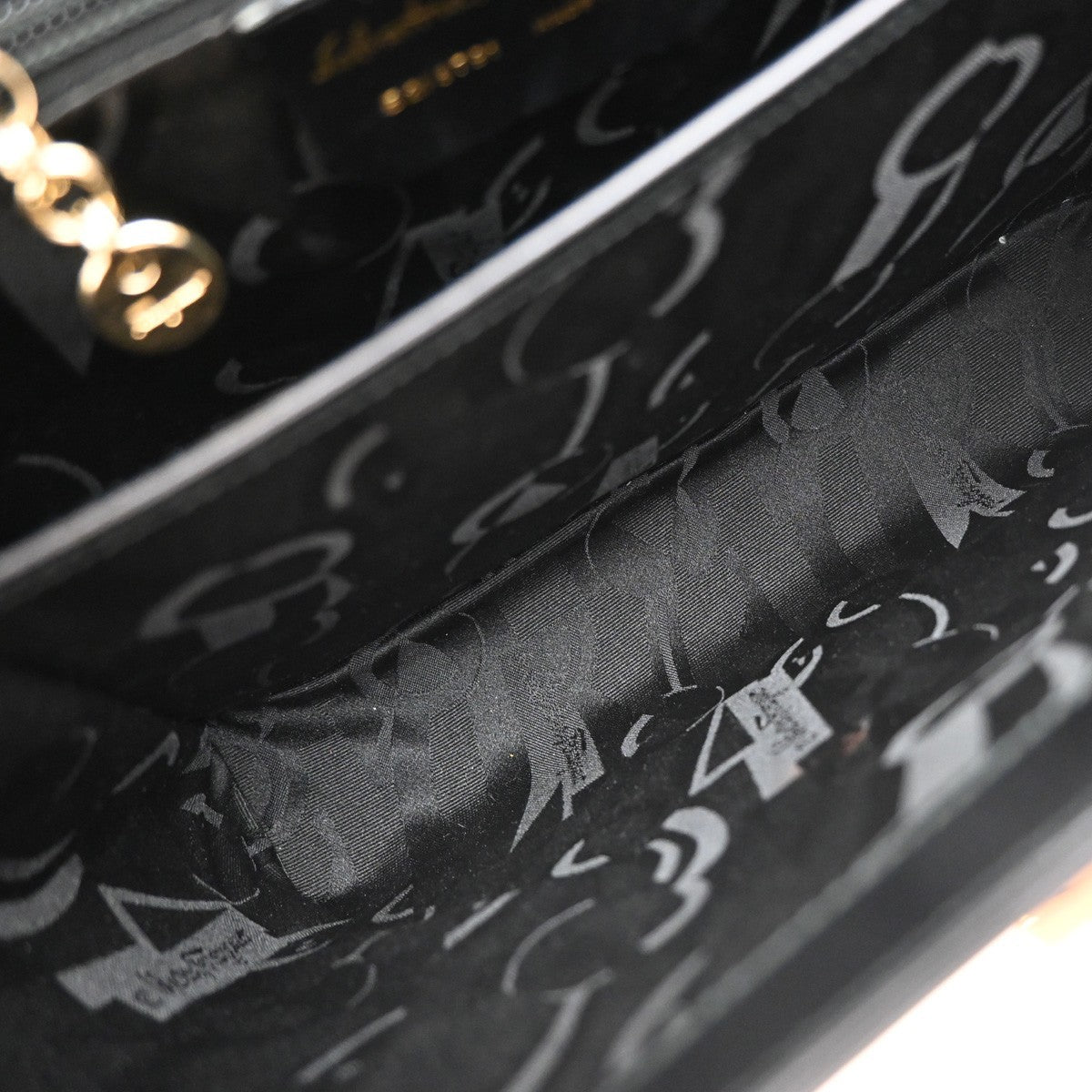 Salvatore Ferragamo Gancini handbag Leather, BLACK, LEATHER, Handbag