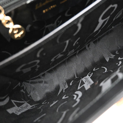 Salvatore Ferragamo Gancini handbag Leather, BLACK, LEATHER, Handbag