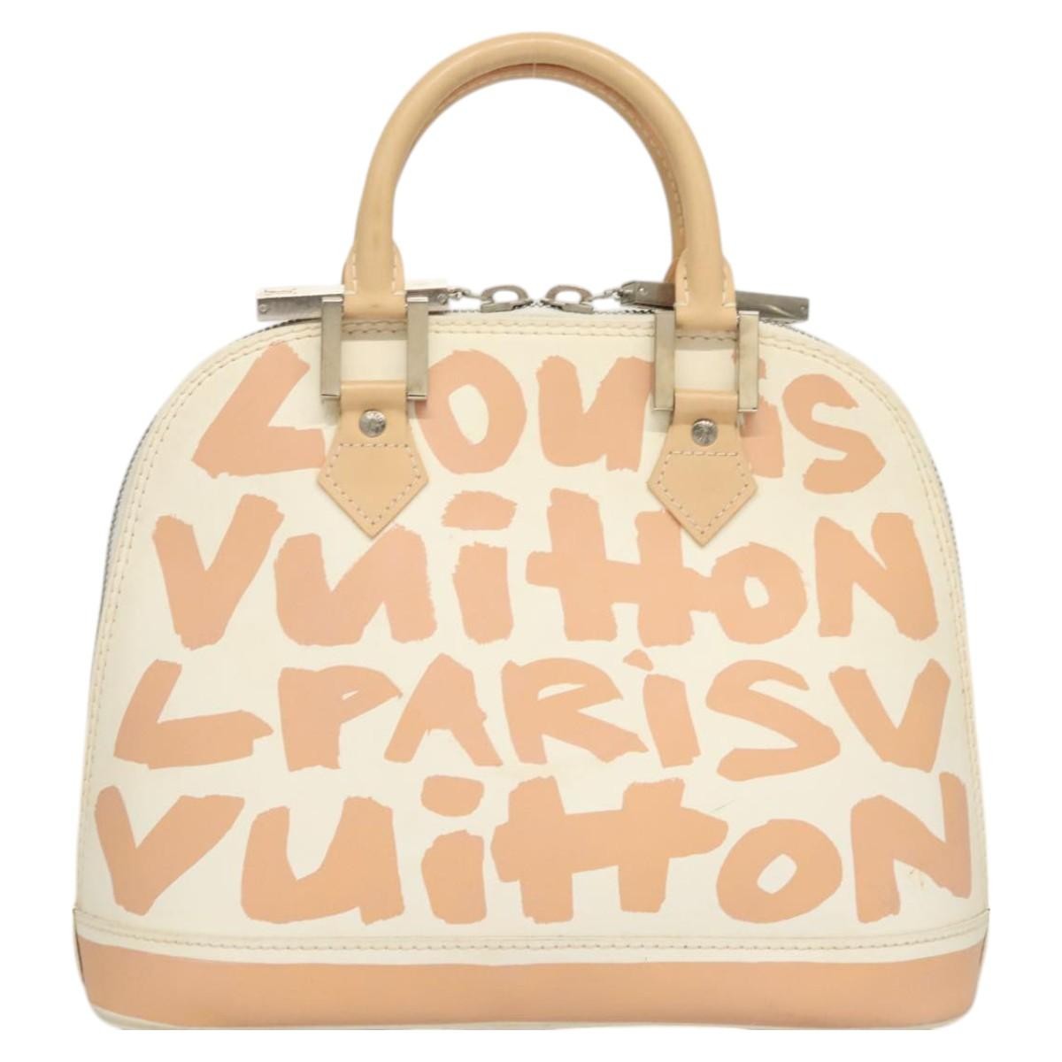Louis Vuitton Alma Handbag Limited Edition Graffiti Leather, WHITE, CANVAS, Handbag