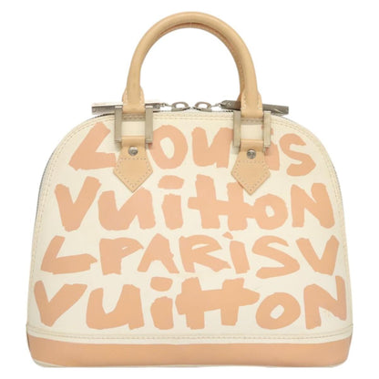 Louis Vuitton Alma Handbag Limited Edition Graffiti Leather, WHITE, CANVAS, Handbag