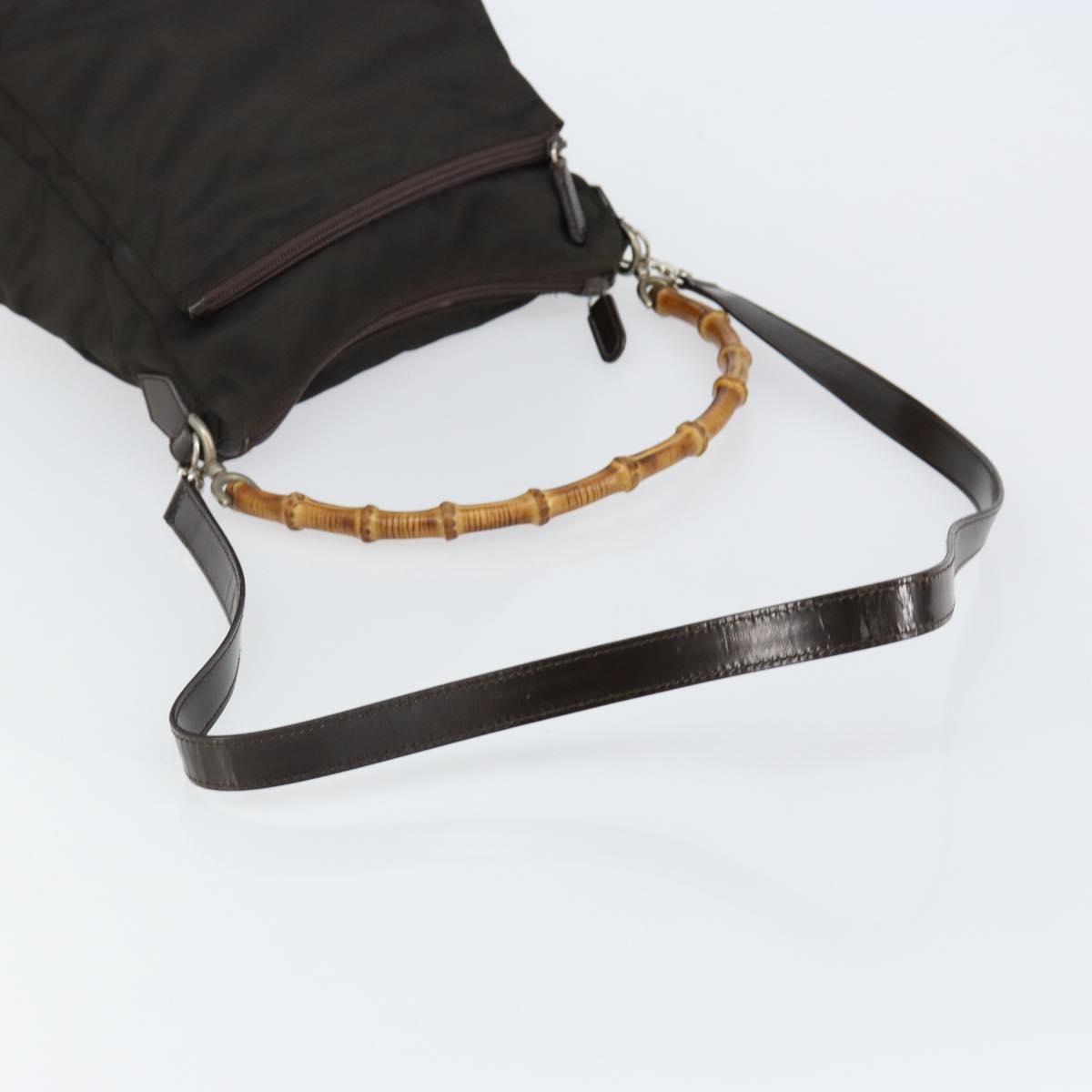 Gucci Vintage Bamboo Handle Bag Nylon, BROWN, NYLON, Handbag