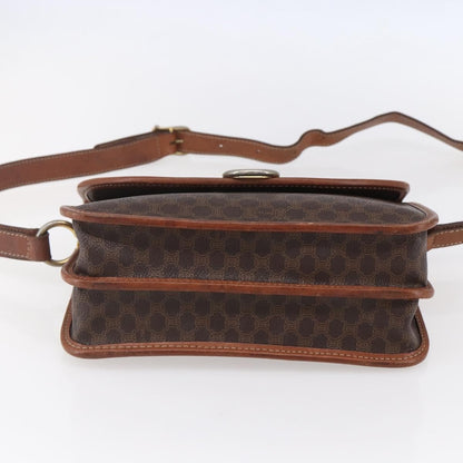 Celine Flap Shoulder Bag Canvas, BROWN, CANVAS, Shoulder bag