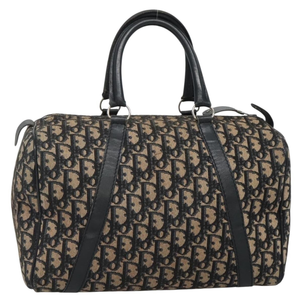 Christian Dior Bowling Bag Oblique Canvas, NAVY, CANVAS, Handbag