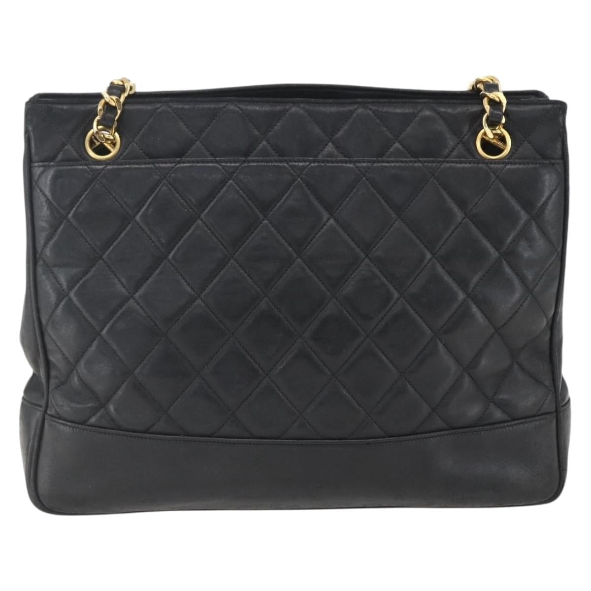 Chanel Vintage Shopping Tote Quilted Lambskin, BLACK, LEATHER, Tote bag