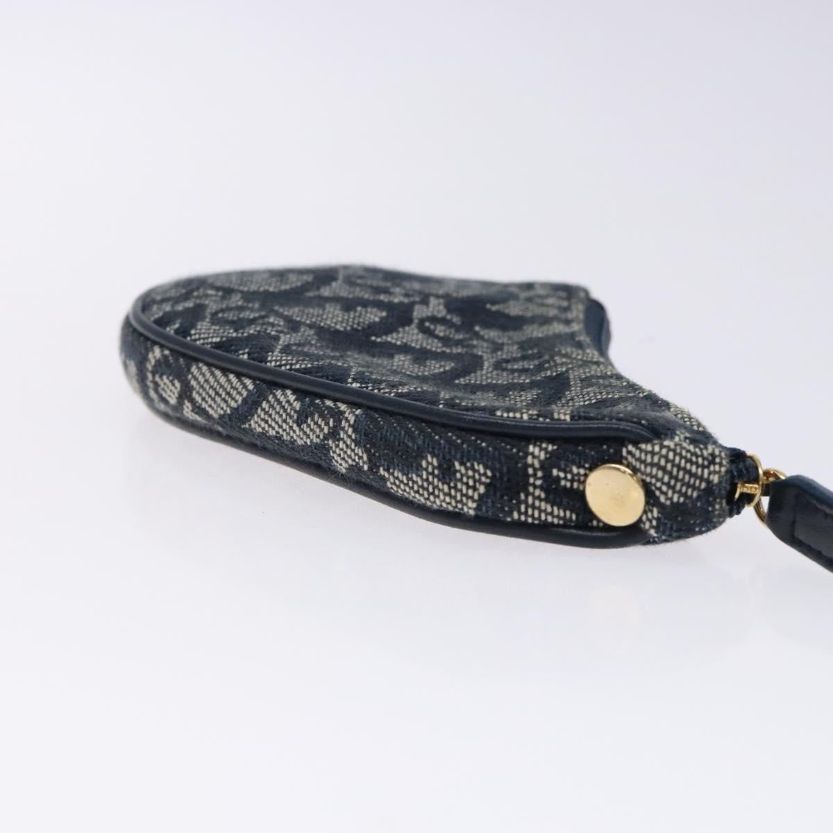 Christian Dior Vintage Saddle Zip Coin Purse Diorissimo Canvas, NAVY, CANVAS, Clutche & pouche