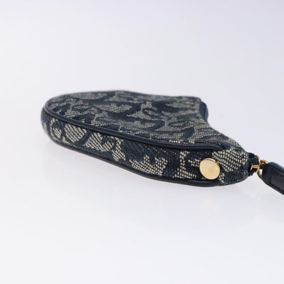 Christian Dior Vintage Saddle Zip Coin Purse Diorissimo Canvas, NAVY, CANVAS, Clutche & pouche