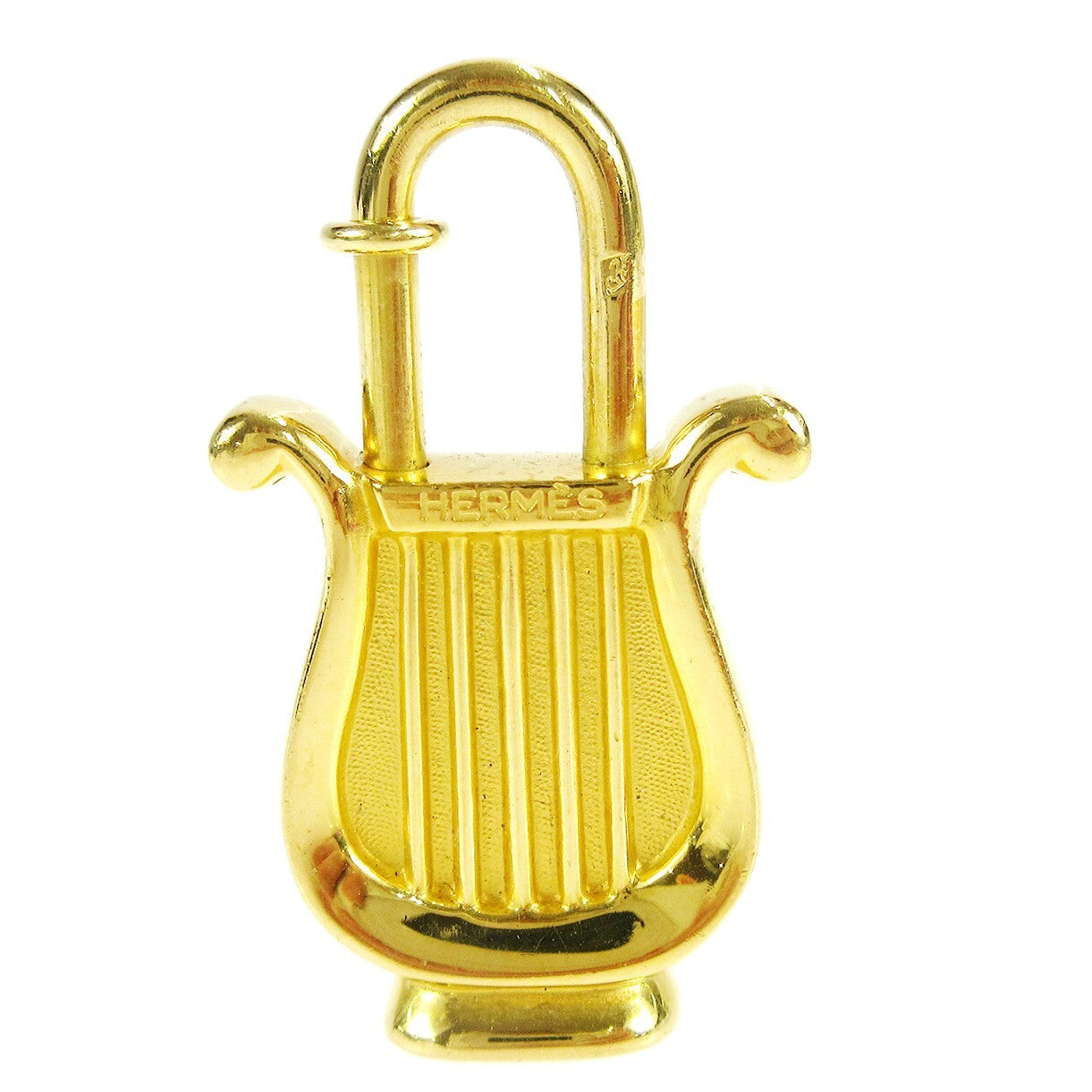 Hermes Harp Cadena Padlock 1996 Limited Metal Design, GOLD, GOLD, Charms and Keychains