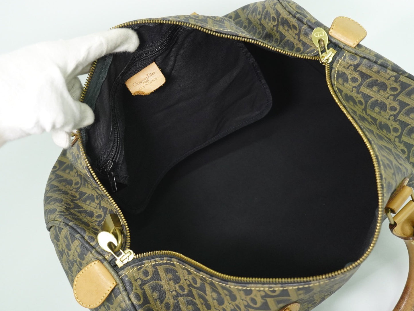 Christian Dior Vintage Trotter Boston Bag Canvas, NAVY, CANVAS, Travel bag