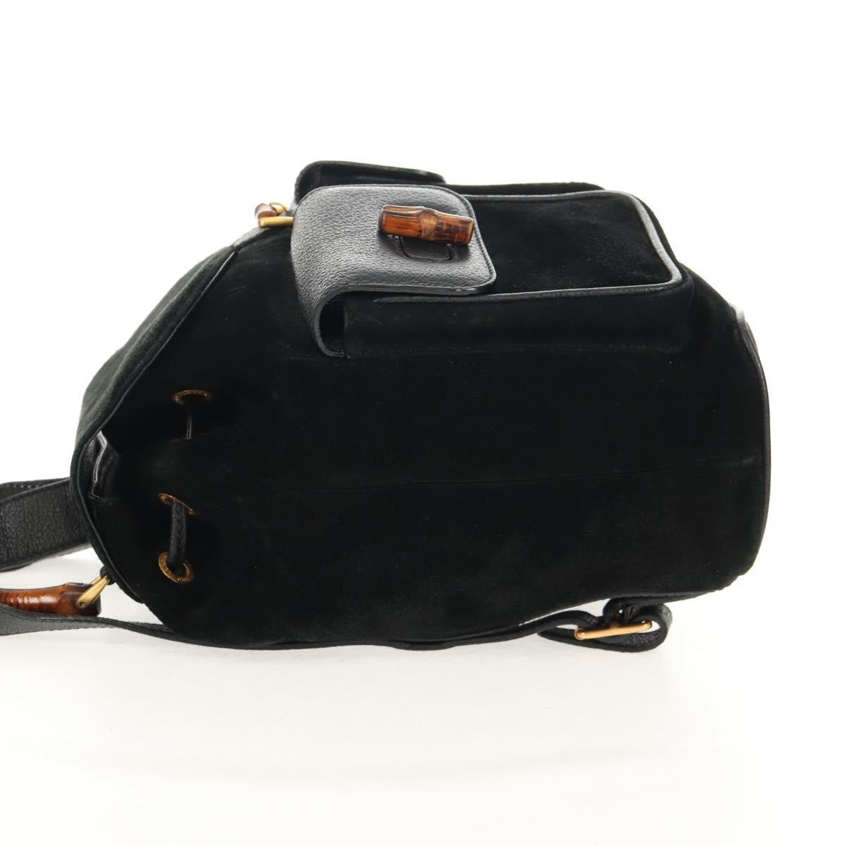 Gucci Vintage Bamboo Backpack Suede, BLACK, SUEDE, Backpack