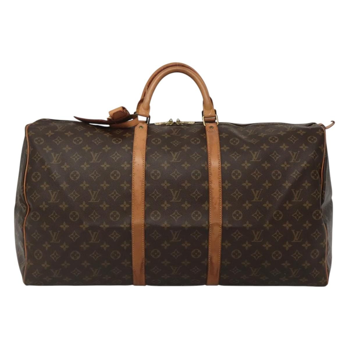 Louis Vuitton Keepall Bag Monogram Canvas, BROWN, CANVAS, Travel bag