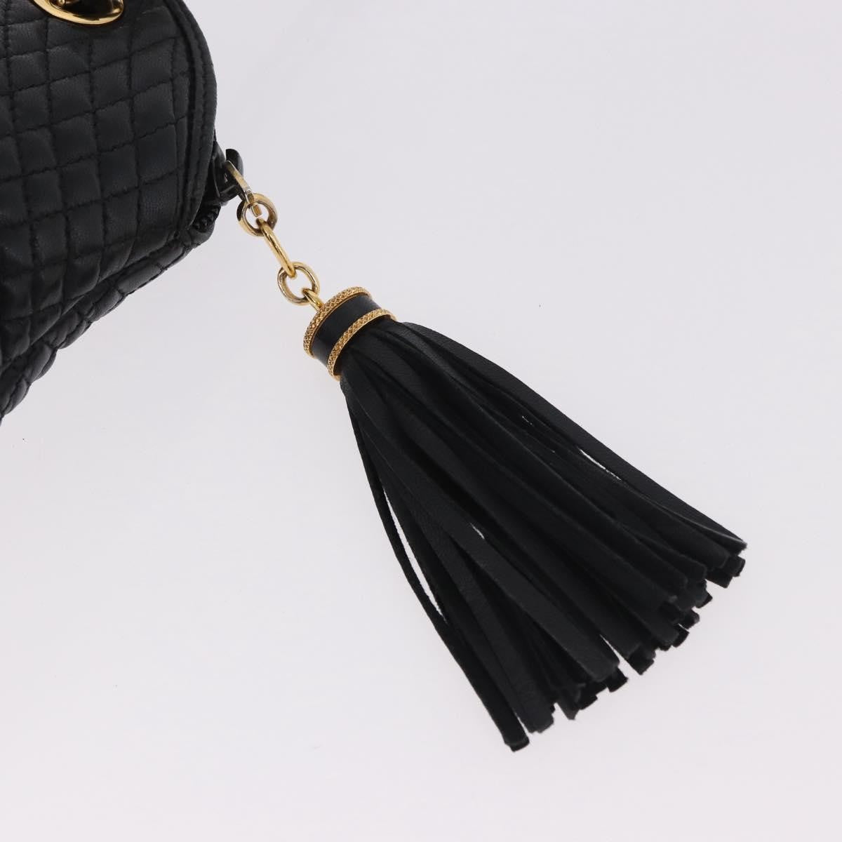 Bally Vintage Chain Shoulder Bag Quilted Leather, Black, Leather, Shoulder Bag