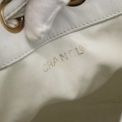 Chanel Vintage CC Drawstring Bucket Bag Caviar, WHITE, LEATHER, Shoulder bag