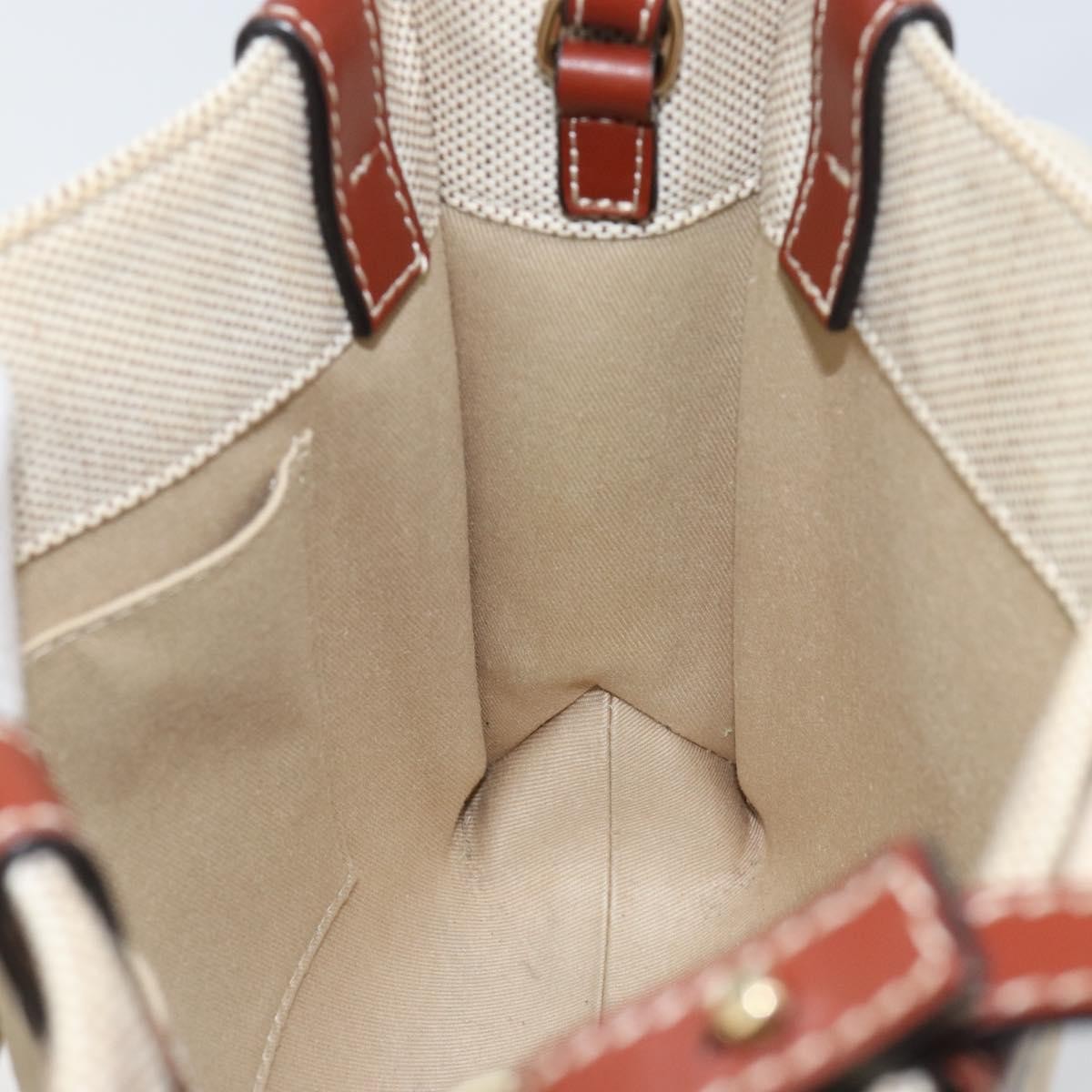 Chloe Woody Convertible Tote Canvas with Leather, BEIGE, CANVAS, Handbag