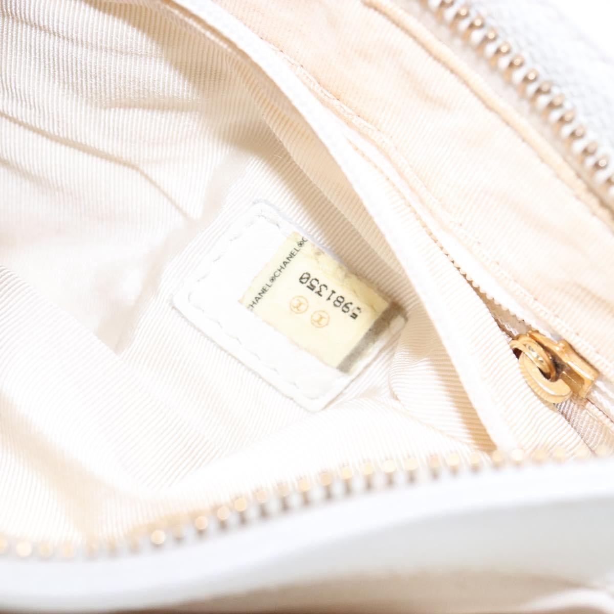 Chanel Vintage Wooden Ring Tote Leather, WHITE, LEATHER, Tote bag