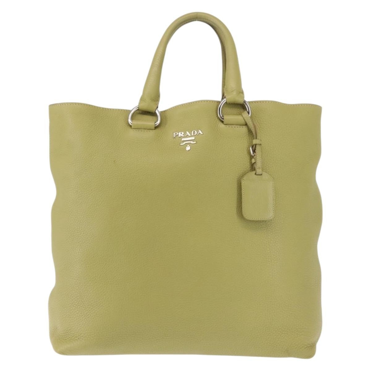 Prada Shopping Tote Vitello Daino, GREEN, LEATHER, Tote bag