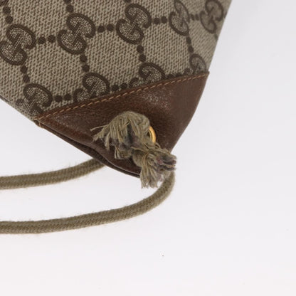 Gucci Drawstring Shoulder Bag GG Canvas with Leather, BEIGE, PVC, Shoulder bag