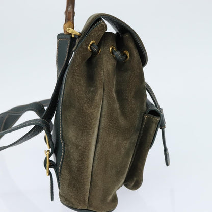Gucci Vintage Bamboo Backpack Suede, KHAKI, SUEDE, Backpack