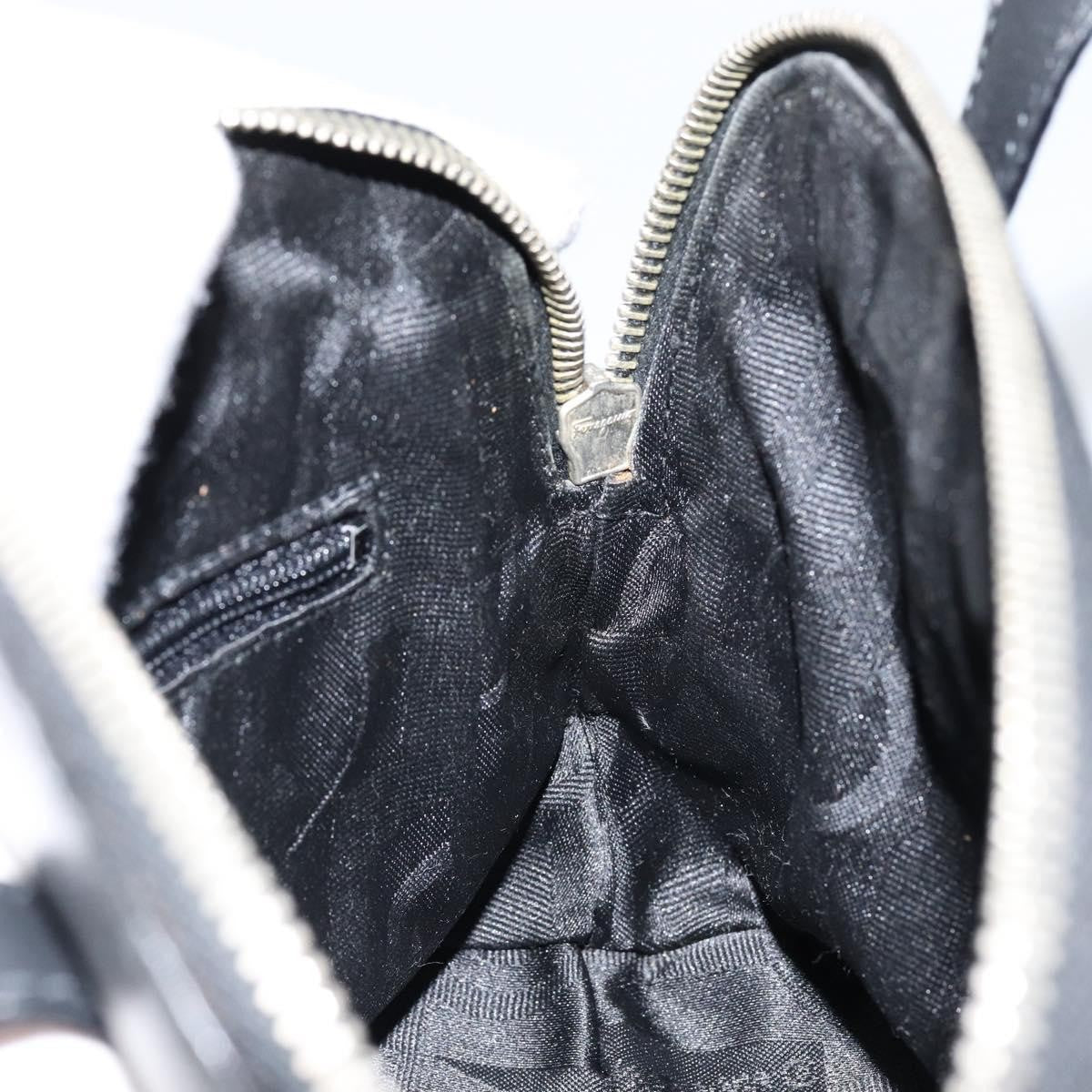 Salvatore Ferragamo Gancini handbag Leather, BLACK, LEATHER, Handbag