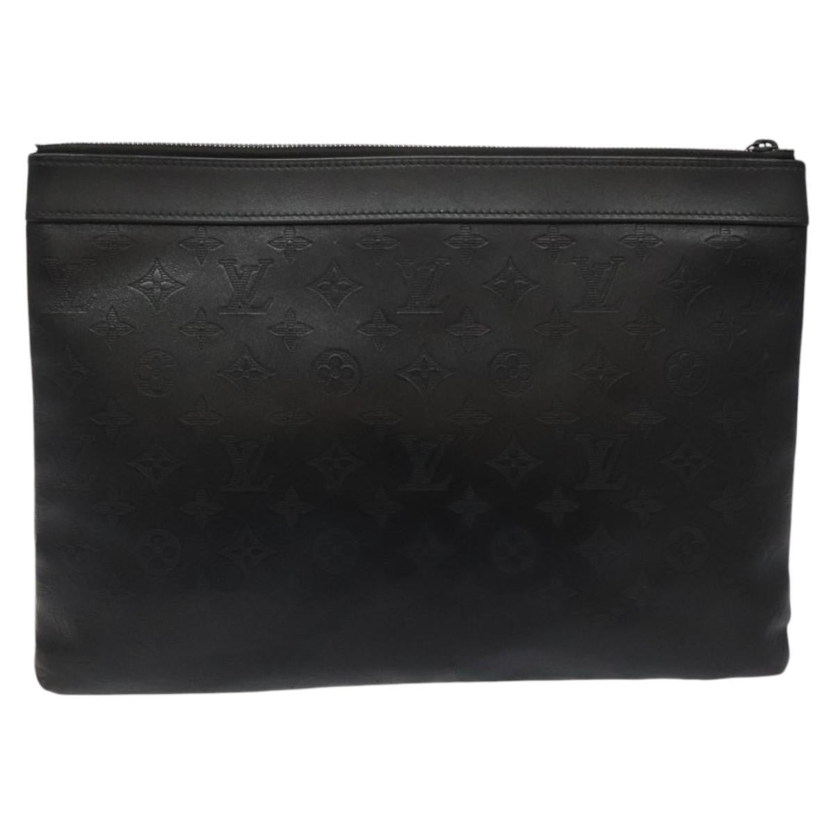 Louis Vuitton Discovery Pochette Monogram Shadow Leather, BLACK, LEATHER, Clutche & pouche