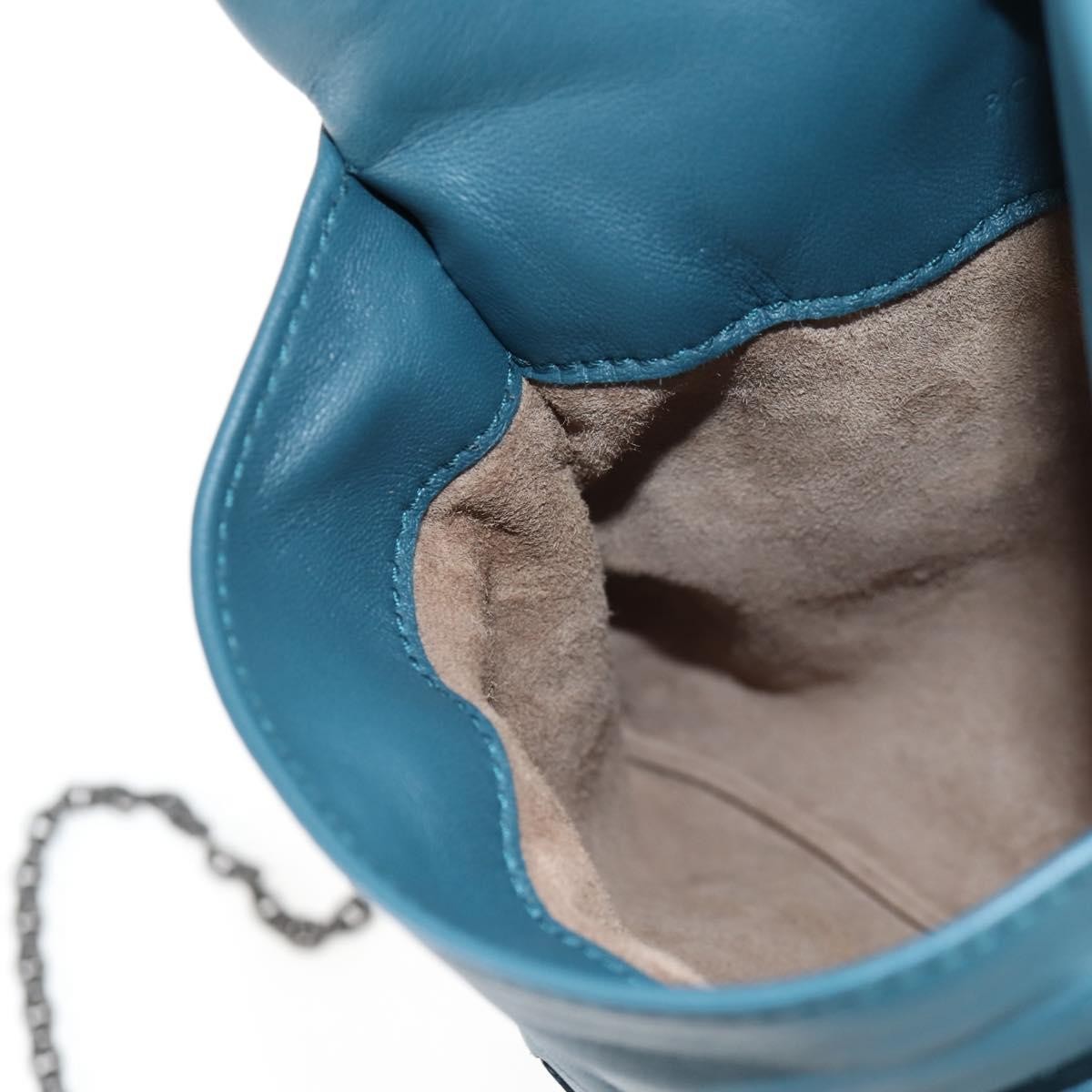 Bottega Veneta Expandable Chain Crossbody Bag Intrecciato Nappa, BLUE, LEATHER, Crossbody bag