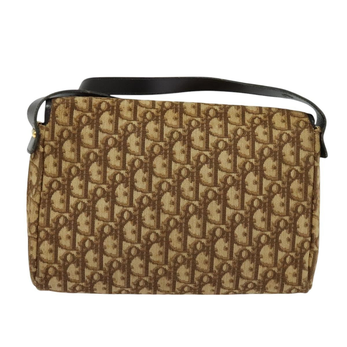 Christian Dior Vintage Trotter Flap Shoulder Bag Canvas, BROWN, CANVAS, Shoulder bag