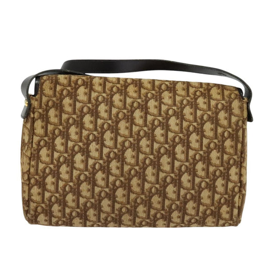 Christian Dior Vintage Trotter Flap Shoulder Bag Canvas, BROWN, CANVAS, Shoulder bag