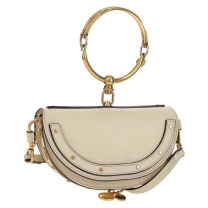Chloe Nile Minaudière Leather, WHITE, LEATHER, Handbag
