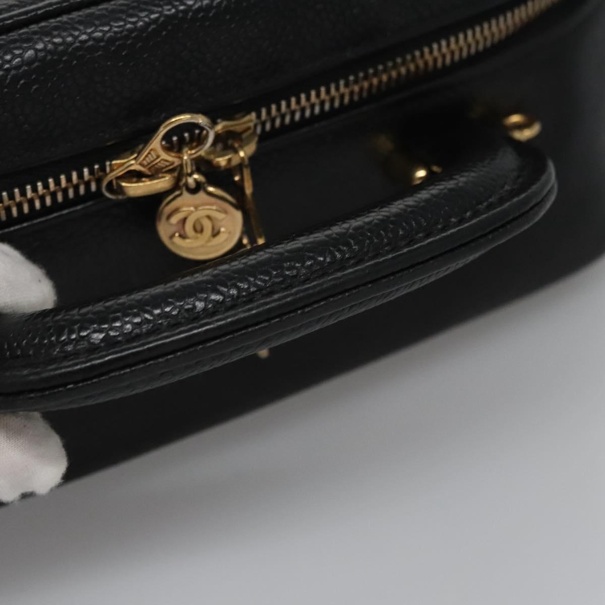 Chanel Vintage Timeless Zip Around Vanity Case Caviar, BLACK, LEATHER, Toiletry Case