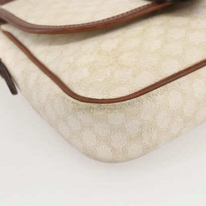 Celine Vintage Macadam Shoulder Bag Canvas and Leather, WHITE, CANVAS, Shoulder bag