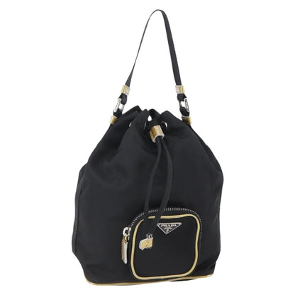 Prada Duet Drawstring Bucket Bag Tessuto, Black, Nylon, Handbag