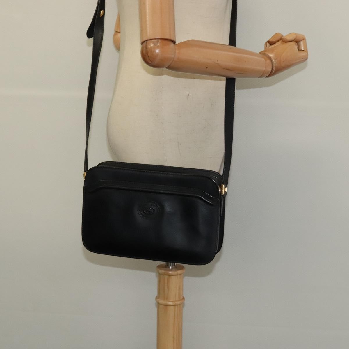 Gucci Vintage double G logo shoulder bag Leather, BLACK, LEATHER, Shoulder bag