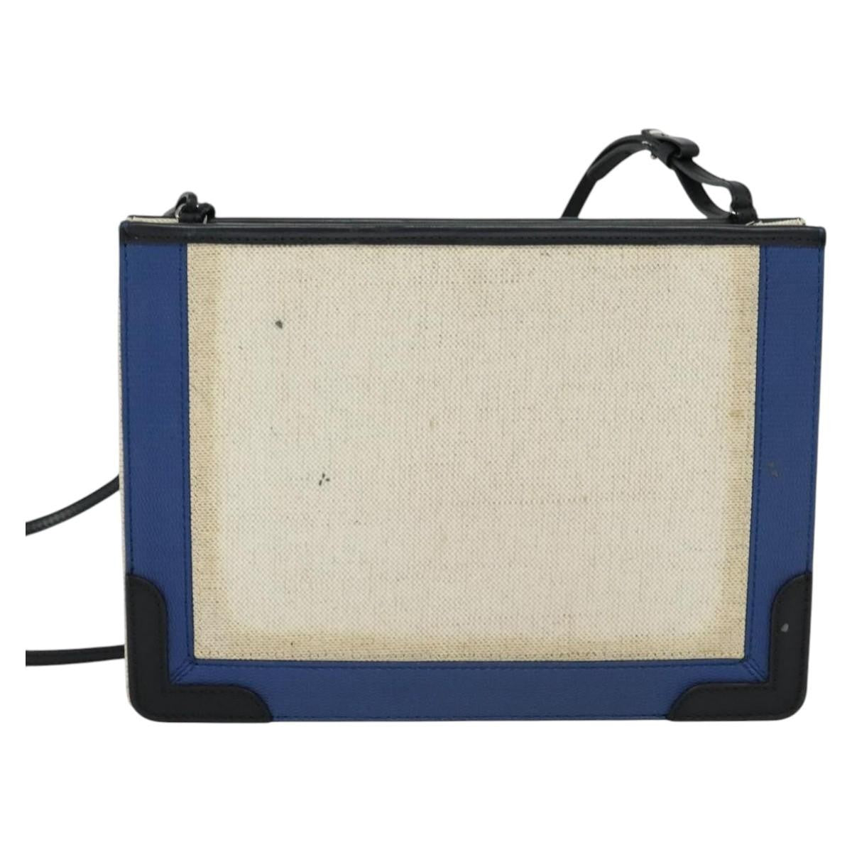 Balenciaga Navy Pochette Canvas and Leather, BEIGE, CANVAS, Shoulder bag