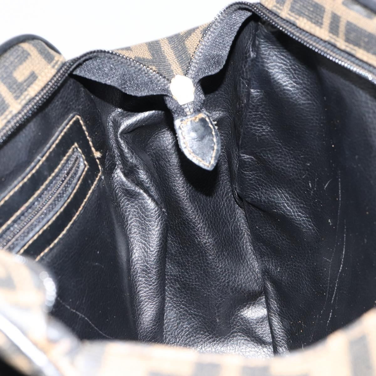 Fendi Zucca spalmati Zucca canvas spalmati flap rounded, BROWN, CANVAS, Handbag