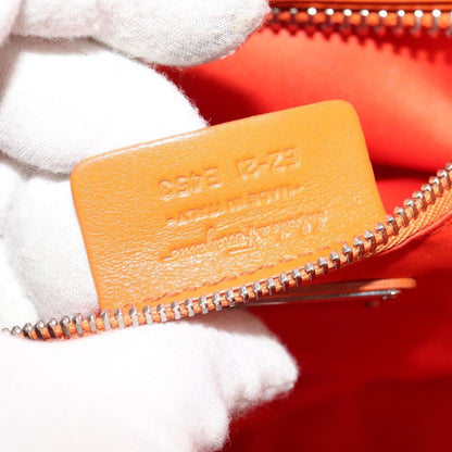 Salvatore Ferragamo Gancini handbag Canvas and Leather, ORANGE, CANVAS, Handbag