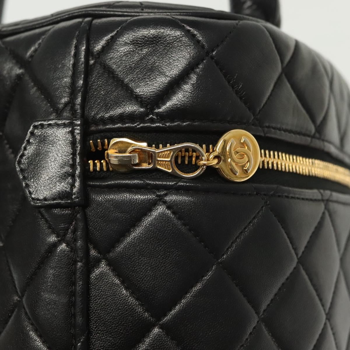 Chanel Vintage Cosmetic Case Quilted Lambskin, BLACK, LEATHER, Clutche & pouche