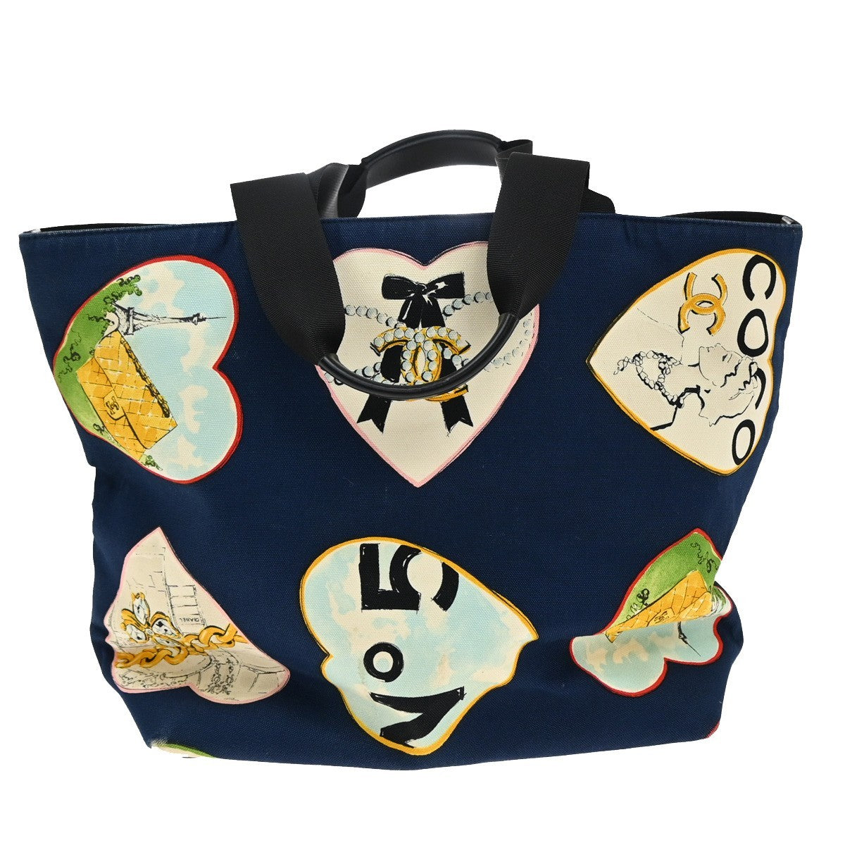 Chanel Graffiti Tote Printed Canvas, BLUE, CANVAS, Tote bag