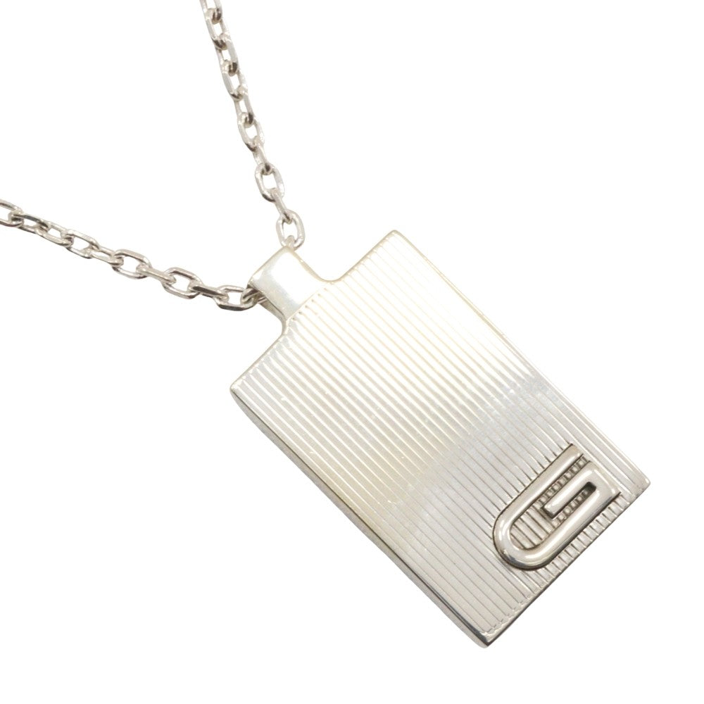 Gucci Interlocking G Plate Pendant Chain Necklace Silver 925, SILVER, SILVER, Necklace