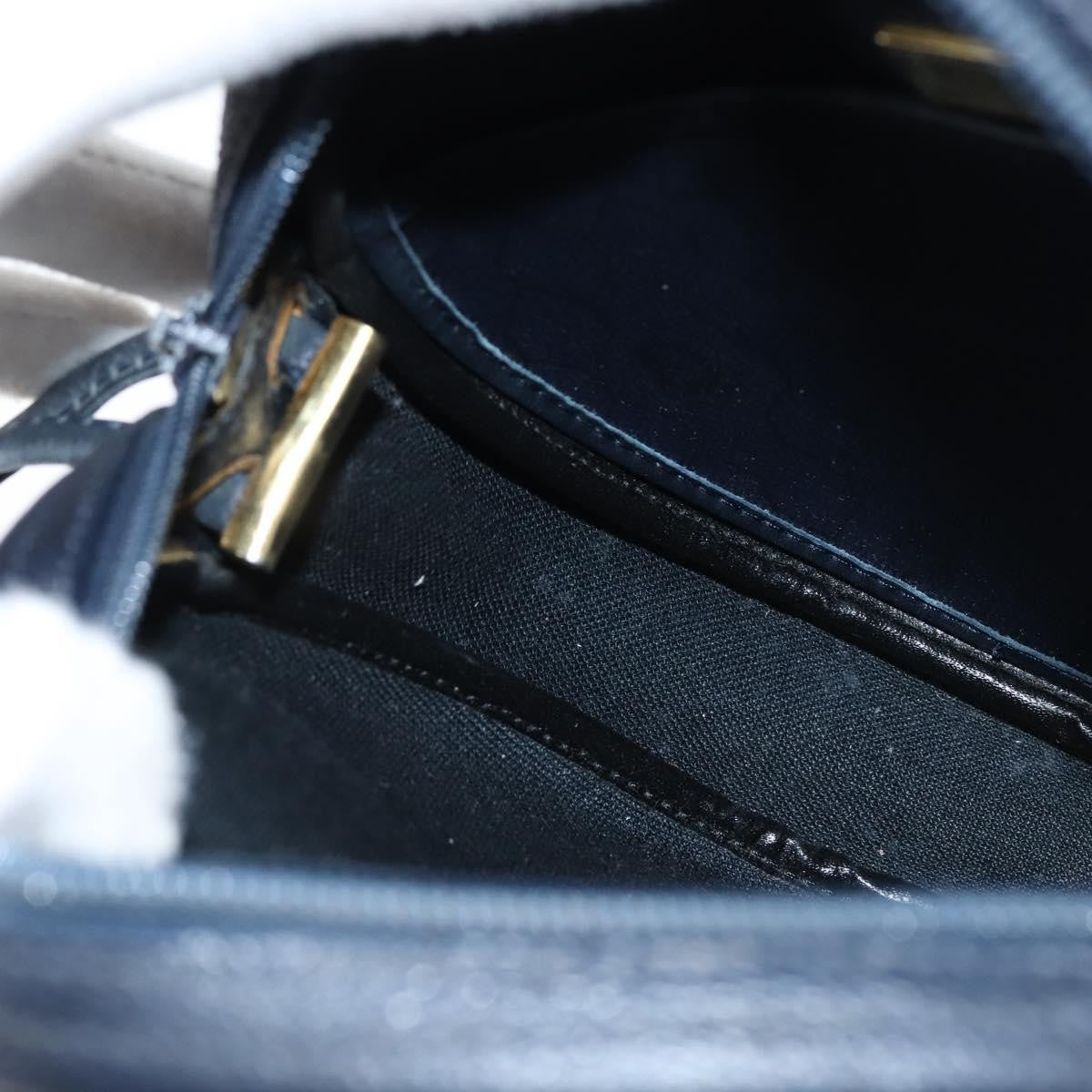 Christian Dior Vintage Honeycomb Shoulder Bag Canvas and Leather, NAVY, PVC, Shoulder bag