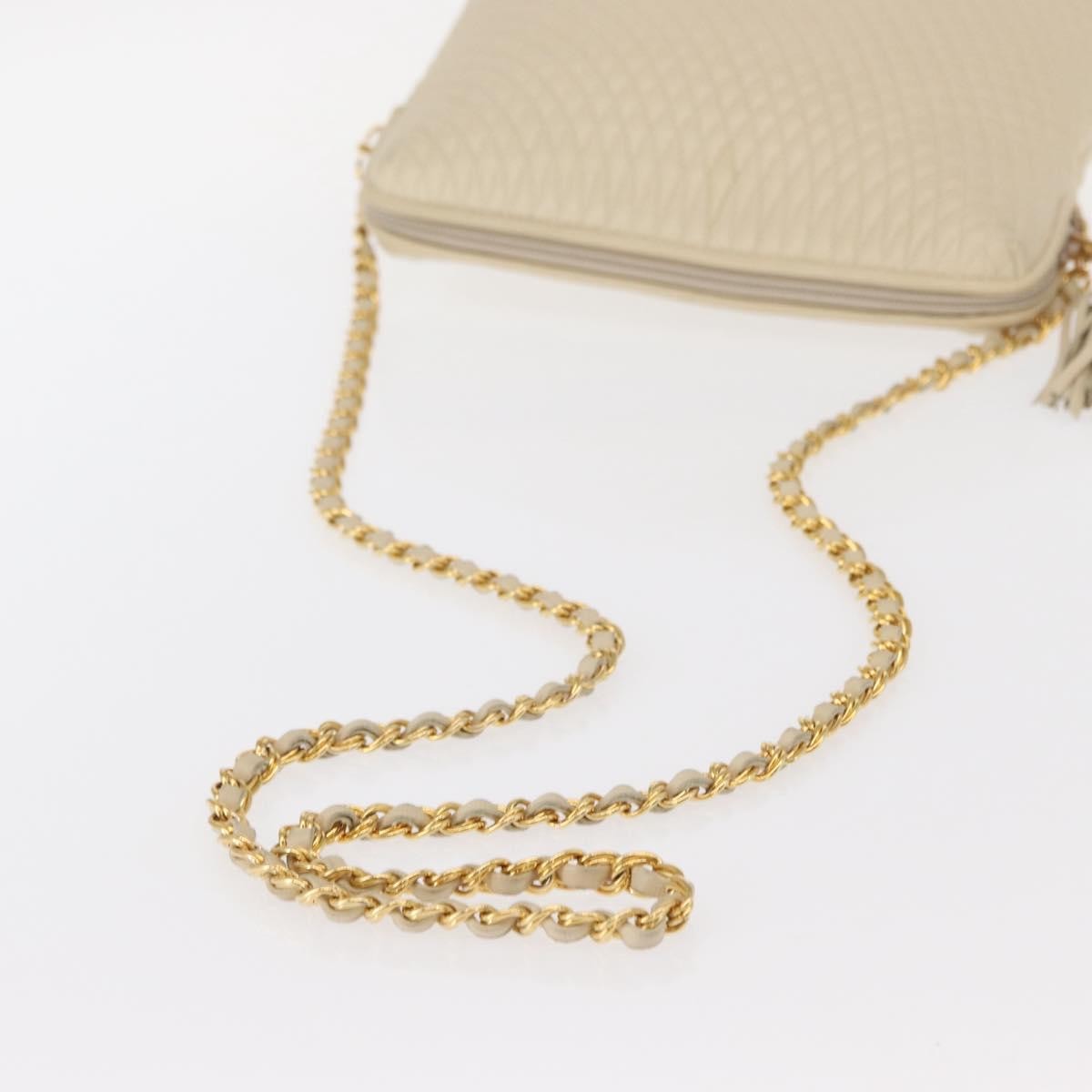 Bally Vintage Chain Shoulder Bag Quilted Leather, BEIGE, LEATHER, Shoulder bag