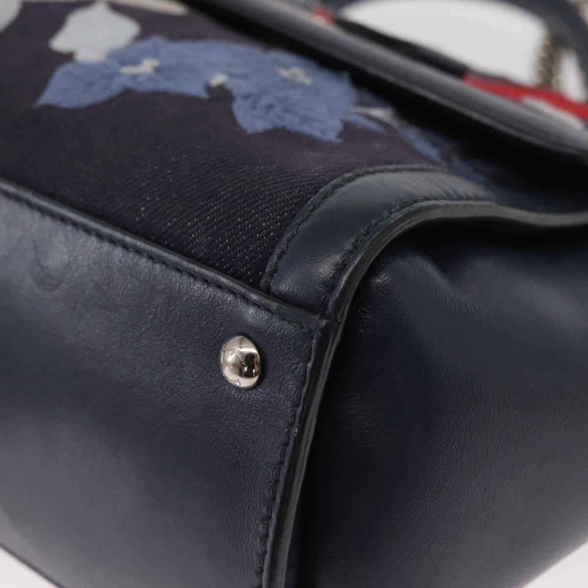 Salvatore Ferragamo Vala Handbag Leather, NAVY, DENIM_JEANS, Handbag