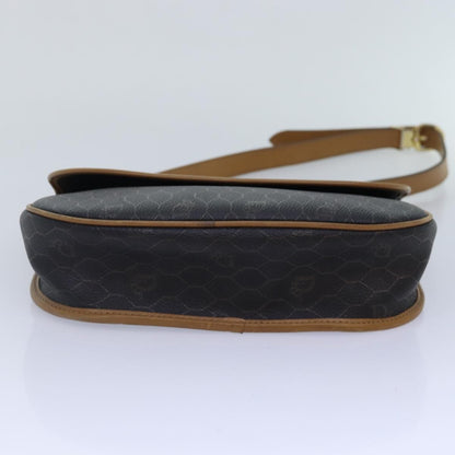 Christian Dior Vintage Honeycomb Flap Crossbody Bag Canvas and Leather, BLACK, CANVAS, Crossbody bag