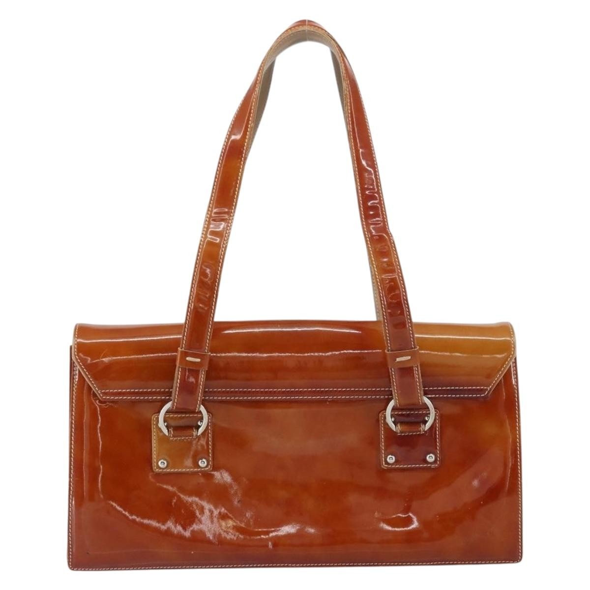 Salvatore Ferragamo Gancini handbag Patent leather, BROWN, PATENT_LEATHER, Handbag