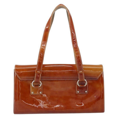 Salvatore Ferragamo Gancini handbag Patent leather, BROWN, PATENT_LEATHER, Handbag
