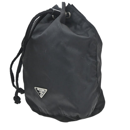 Prada Drawstring Wristlet Bucket Bag Tessuto, BLACK, NYLON, Handbag