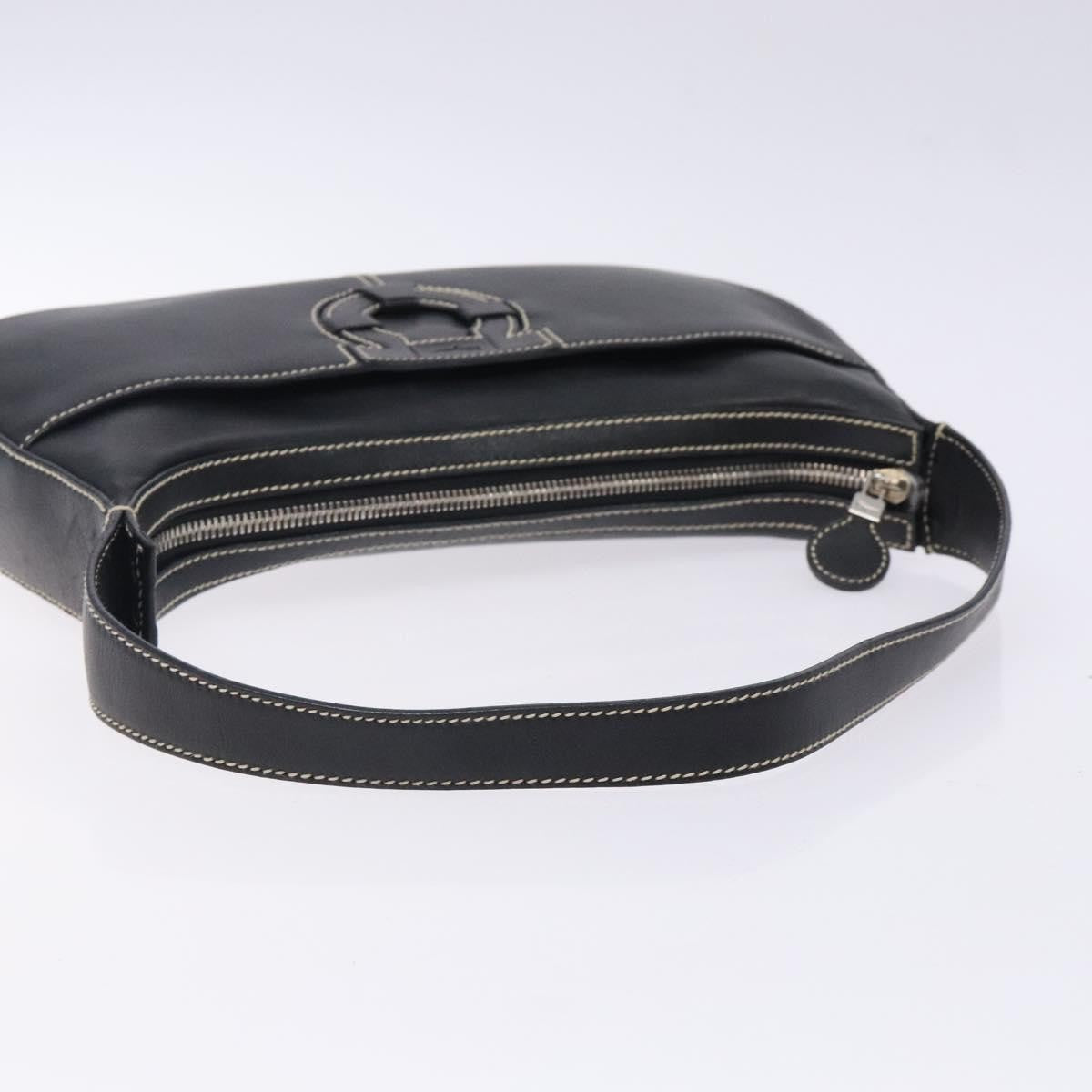 Salvatore Ferragamo Gancini Shoulder Bag Leather, BLACK, LEATHER, Shoulder bag