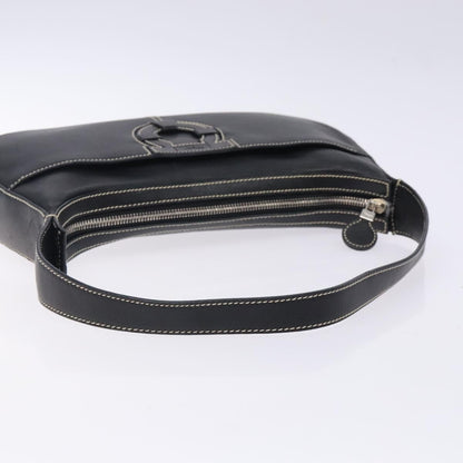 Salvatore Ferragamo Gancini Shoulder Bag Leather, BLACK, LEATHER, Shoulder bag