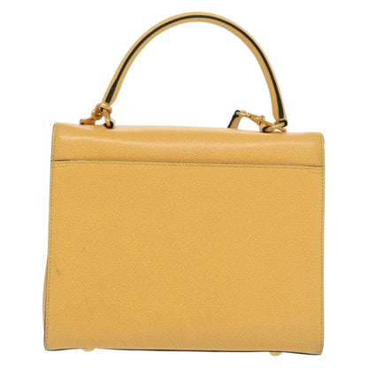 Celine Vintage Convertible Turnlock Top Handle Bag Leather, YELLOW, LEATHER, Handbag