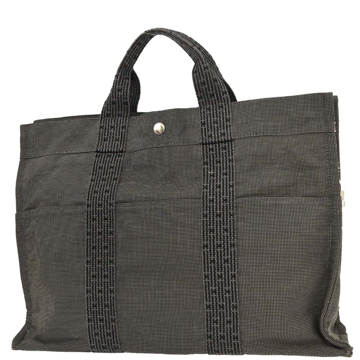 Hermes Fourre Tout Tote Canvas, GRAY, POLYAMIDE, Tote bag