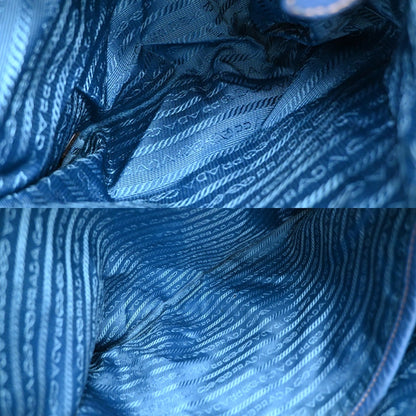 Prada Vintage Tote Leather, BLUE, LEATHER, Tote bag