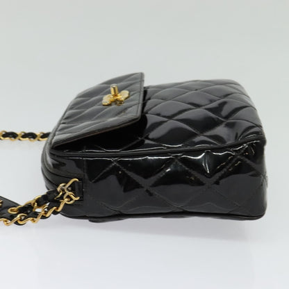 Chanel Vintage Square Front Pocket Camera Bag Quilted Patent, BLACK, PATENT_LEATHER, Shoulder bag